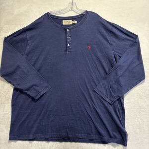 Polo Denim & Supply Ralph Lauren Henley Shirt Men 3XB Big Navy Blue Long Sleeve